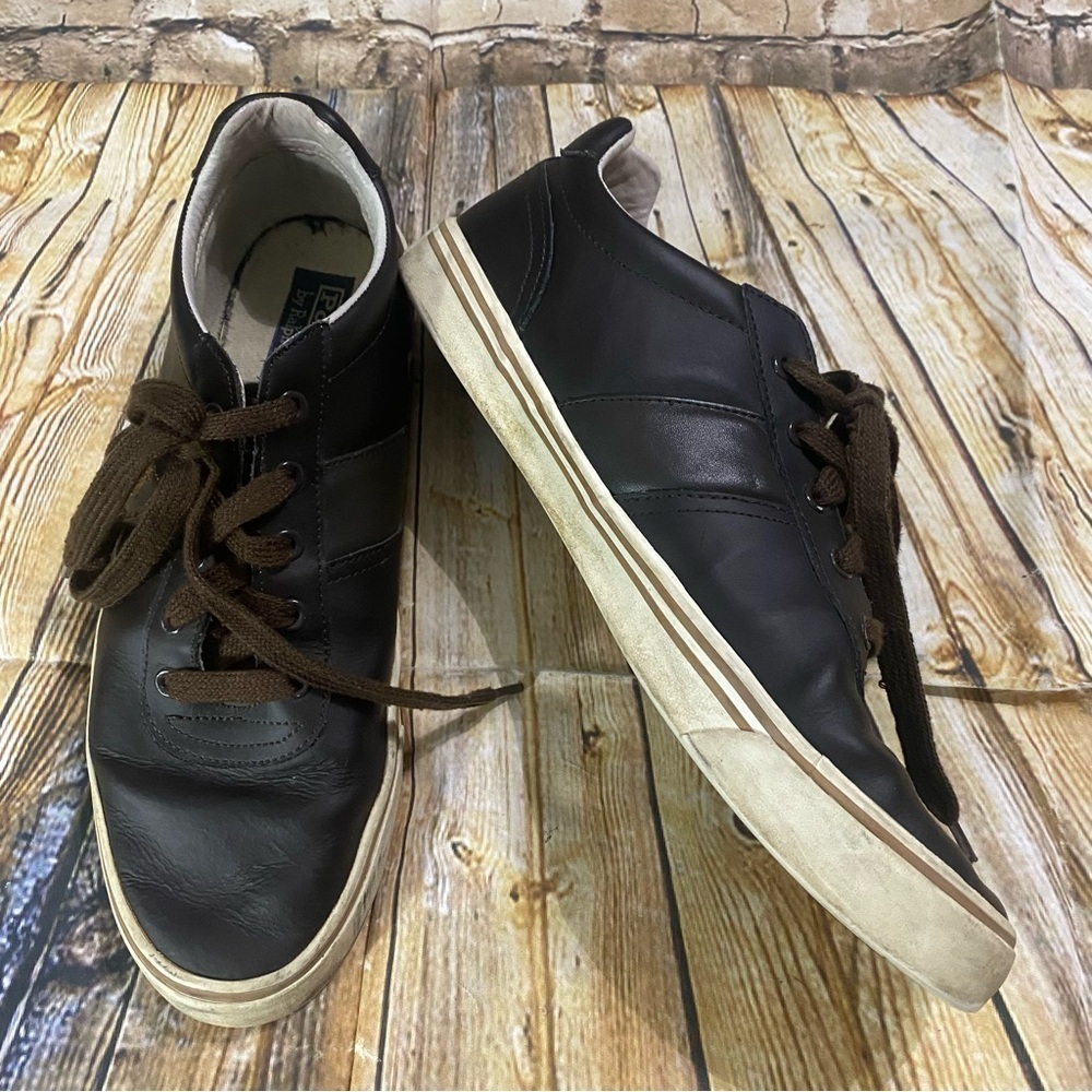 Polo Ralph Lauren Hanford Brown Leather Sneakers Size 11.5